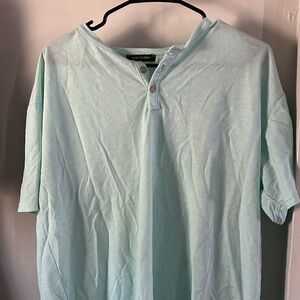 Men's Light Green Henley Shirt from Italy
